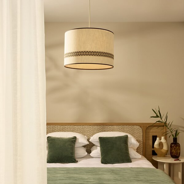 Lampada a sospensione MARKET SET, Jimmy, dimmerabile, Beige, Sala da pranzo, Tessuto / Tessile, Design