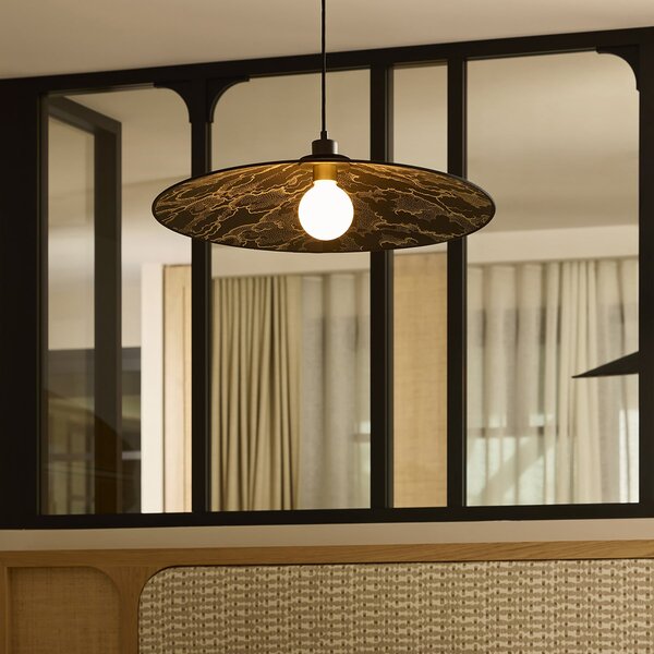 Lampada a sospensione MARKET SET, Gatsby, dimmerabile, Nero, Sala da pranzo, Tessuto / Tessile, Design