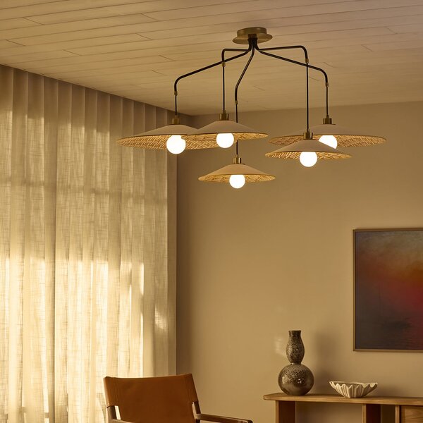 Lampada a sospensione MARKET SET, Gatsby, dimmerabile, Beige, Sala da pranzo, Tessuto / Tessile, Design