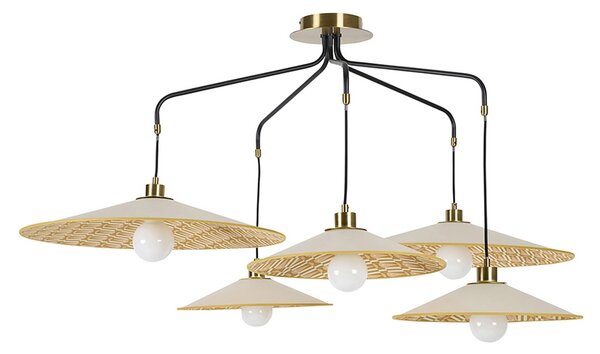 Lampada a sospensione MARKET SET, Gatsby, dimmerabile, Beige, Sala da pranzo, Tessuto / Tessile, Design