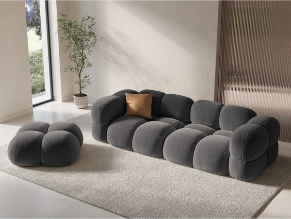 Divano grigio con rivestimento in velluto 250 cm Loretto – Cosmopolitan Design