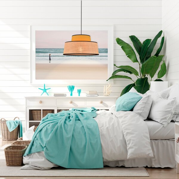Lampada a sospensione COREP, Mallorca, dimmerabile, Beige, Soggiorno, Tessuto / Tessile