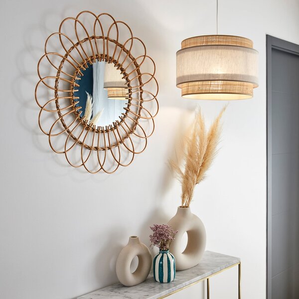 Lampada a sospensione COREP, Milo, dimmerabile, Beige, Soggiorno, Tessuto / Tessile