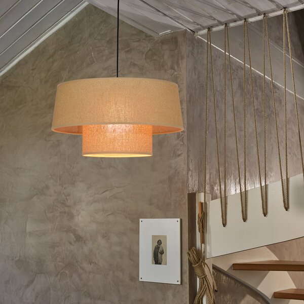 Lampada a sospensione COREP, Mali, dimmerabile, Beige, Soggiorno, Carta / Cartone