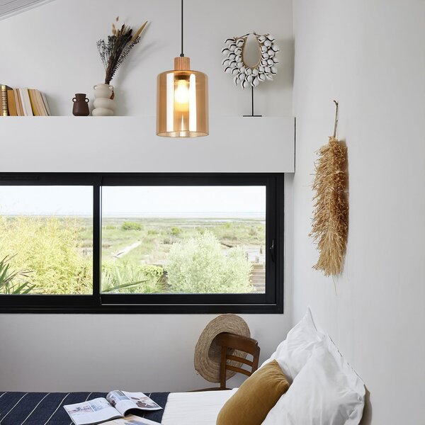 Lampada a sospensione COREP, Giovanni, dimmerabile, Beige, Soggiorno, Vetro, Moderno