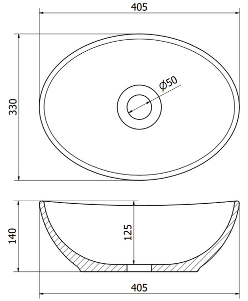 Mexen Elza lavabo da appoggio 40 x 33 cm, bianco pietra - 21014091