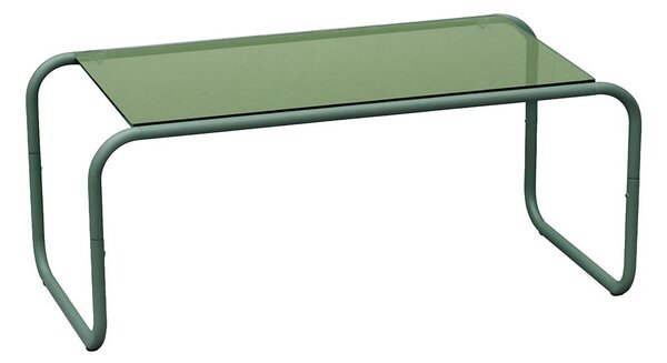 Tavolino da salotto verde con piano in vetro 40x80 cm Ventana – Leitmotiv