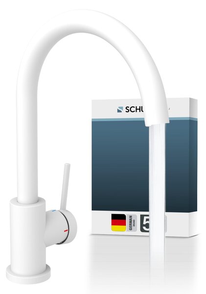 Rubinetto da cucina con bocchetta girevole a 360 gradi e miscelatore monocomando (bianco)