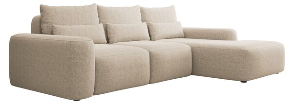 Selsey Carnos - Divano angolare con funzione letto, cuscino lombare, ciniglia, beige, destra