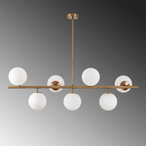 Lampadario bianco/color ottone con paralume in vetro Fazli – Opviq lights