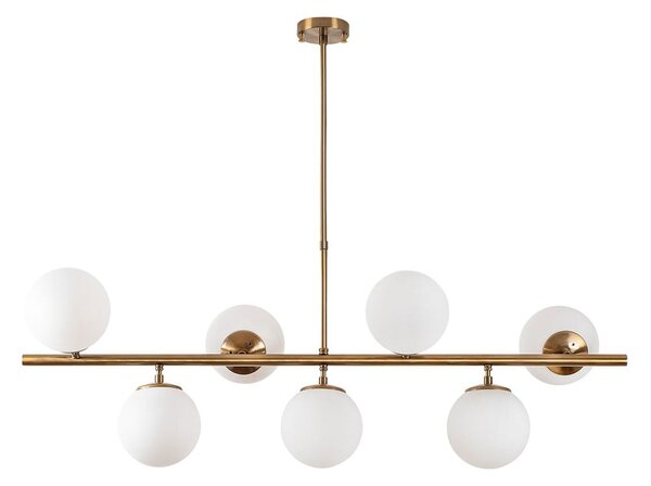 Lampadario bianco/color ottone con paralume in vetro Fazli – Opviq lights