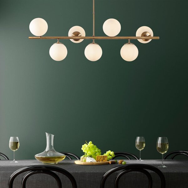 Lampadario bianco/color ottone con paralume in vetro Fazli – Opviq lights