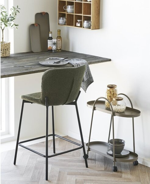 Sgabello da bar verde scuro imbottito (altezza della seduta 65 cm) Maceda – House Nordic