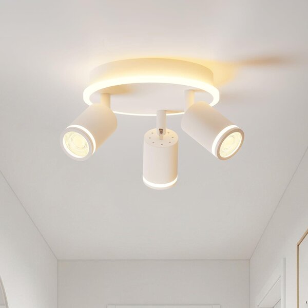 LVWIT, plafoniera LED GU10, plafoniera a 3 luci rotonda, plafoniera LED orientabile, lampada da soffitto bianca con faretti, lampada da soffitto a 3 luci girevole, faretti da soffitto moderni - senza lampadine