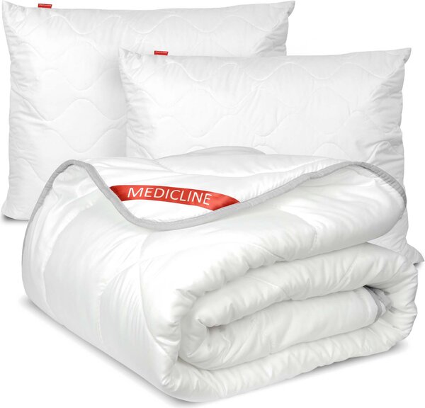 Coperta anallergica per tutto l'anno 200X220 Cm + 2X cuscino sanitario 70X80 Cm - Microfibra, bianco