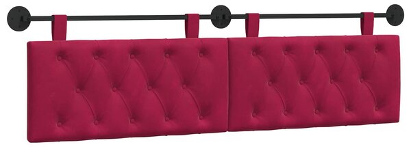 Testiera sospesa Con luce LED Rosso Vino Velluto