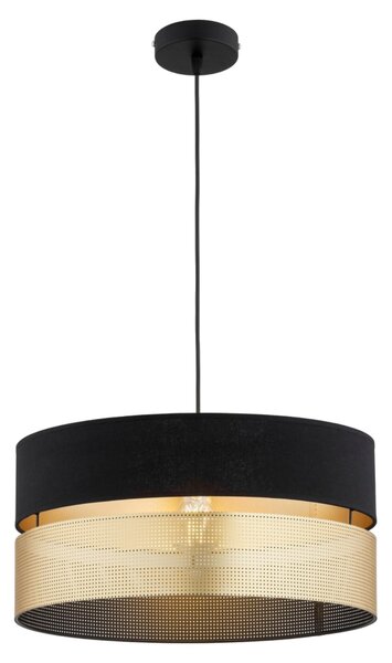 FKL DESIGN Lampada a sospensione Home Deco, nero e oro, illuminazione a 1 lampadina E27, lampada a sospensione della serie N134 (N134-SG)