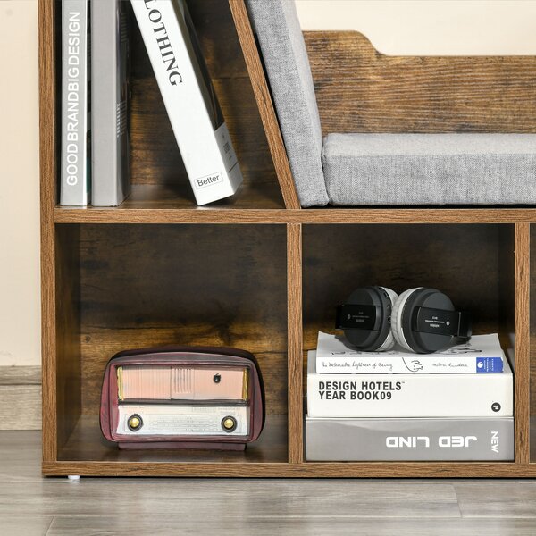 HOMCOM Libreria panca 2 in 1 con cuscini per seduta, scaffale a cubo 6 scomparti aperti, 102 x 30 x 61 cm, marrone rustico | Aosom Italy