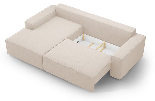 Divano letto in tessuto bouclé beige (angolo sinistro) Jodie - Micadoni Home