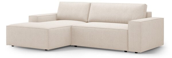 Divano letto in tessuto bouclé beige (angolo sinistro) Jodie - Micadoni Home