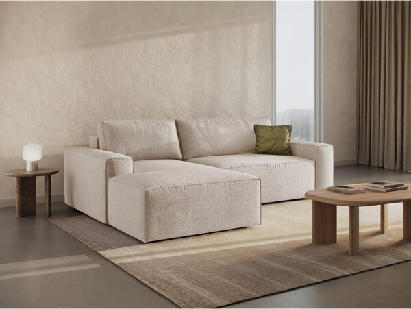 Divano letto in tessuto bouclé beige (angolo sinistro) Jodie - Micadoni Home