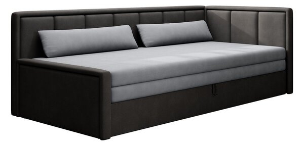 Divano grigio scuro allungabile/con contenitore e rivestimento in ciniglia 214 cm Fulgeo – ELTAP