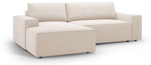 Divano letto in tessuto bouclé beige (angolo sinistro) Jodie - Micadoni Home