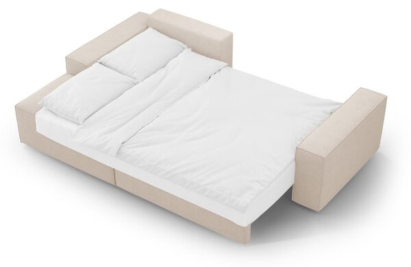 Divano letto in tessuto bouclé beige (angolo sinistro) Jodie - Micadoni Home