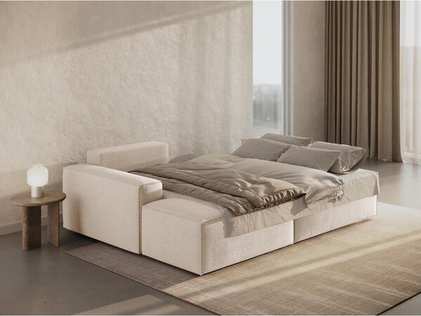 Divano letto in tessuto bouclé beige (angolo sinistro) Jodie - Micadoni Home
