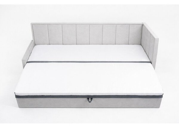 Divano grigio allungabile/con contenitore e rivestimento in ciniglia 214 cm Fulgeo – ELTAP