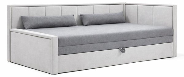 Divano grigio allungabile/con contenitore e rivestimento in ciniglia 214 cm Fulgeo – ELTAP