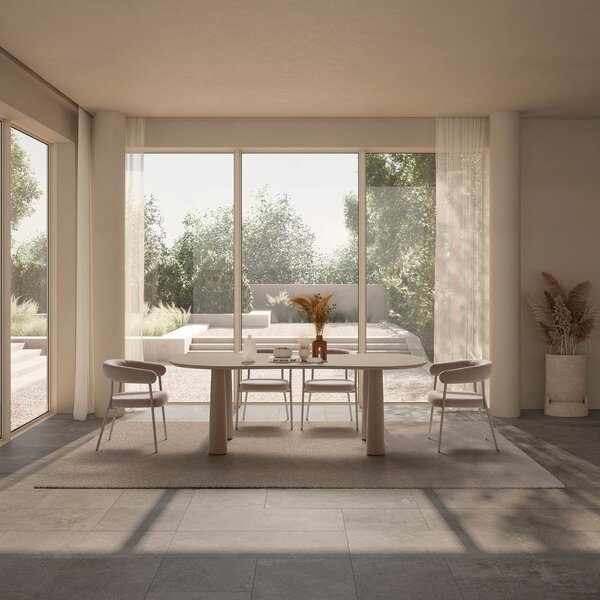 Set di sedie da pranzo beige in imbottito con braccioli 2 pz Yuri – MOME