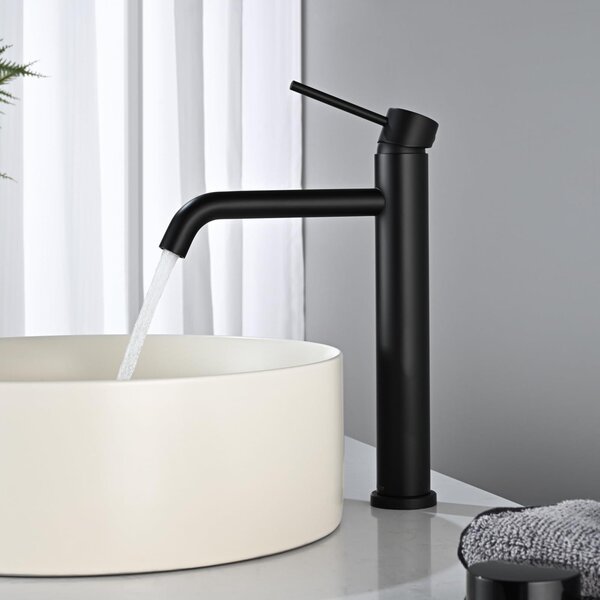 Miscelatore monocomando alto, a risparmio idrico, colore nero