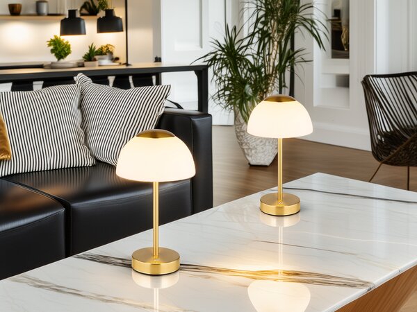 Set di 2 lampade da tavolo ricaricabili a batteria dimmerabili senza collegamento alla rete elettrica ottone, H 31cm