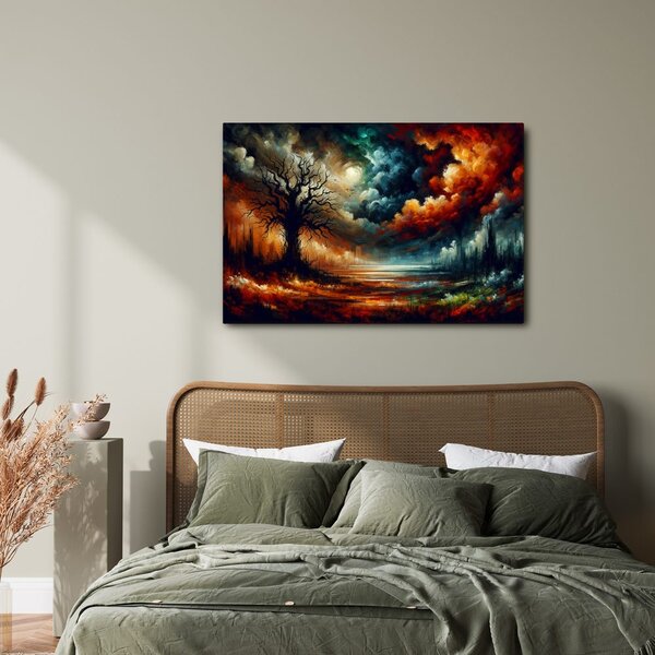 Quadro su tela – Cielo drammatico e albero della vita
