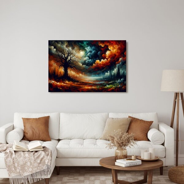 Quadro su tela – Cielo drammatico e albero della vita