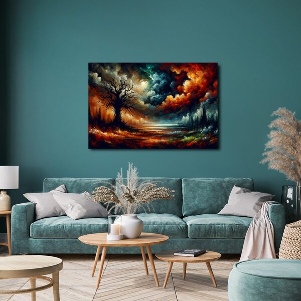 Quadro su tela – Cielo drammatico e albero della vita