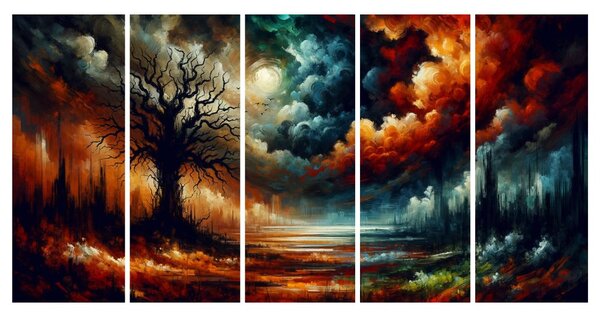Quadri 5 pezzi – Albero della vita mistico