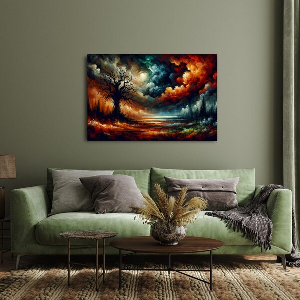 Quadro su tela – Cielo drammatico e albero della vita