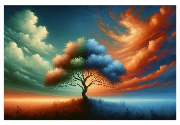 Quadro su tela – Albero della vita nel vortice di colori