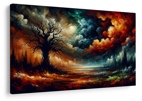 Quadro su tela – Cielo drammatico e albero della vita