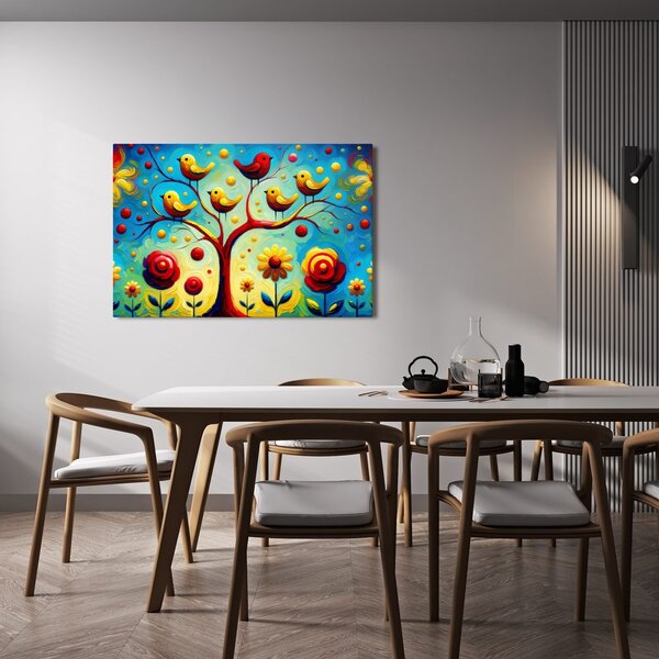 Quadro su tela – Albero della vita con uccellini