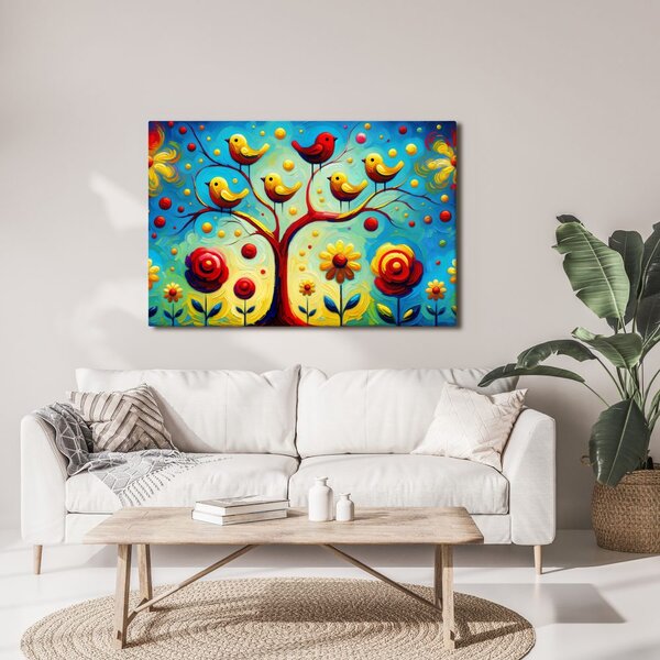 Quadro su tela – Albero della vita con uccellini
