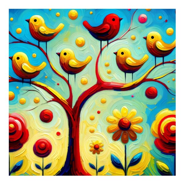 Quadro su tela – Fiori e albero della vita