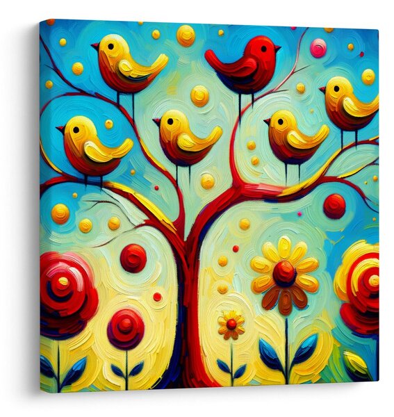 Quadro su tela – Fiori e albero della vita