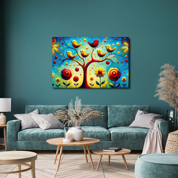 Quadro su tela – Albero della vita con uccellini