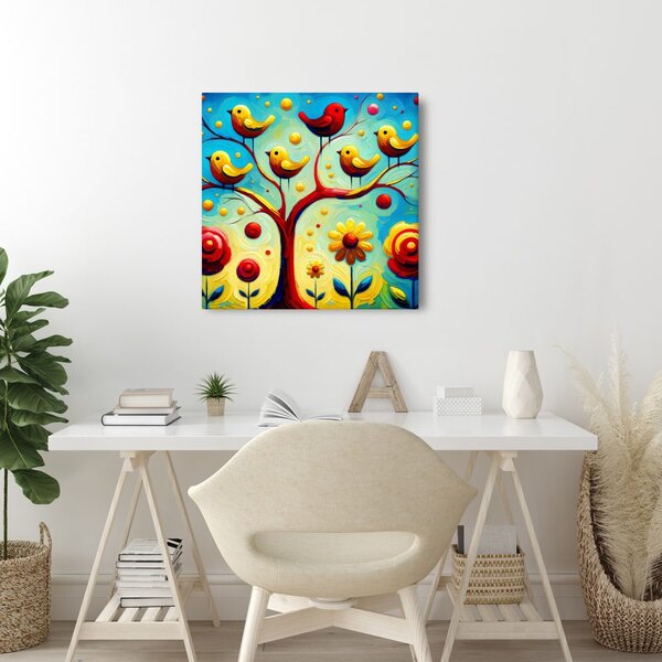 Quadro su tela – Fiori e albero della vita