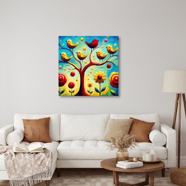 Quadro su tela – Fiori e albero della vita