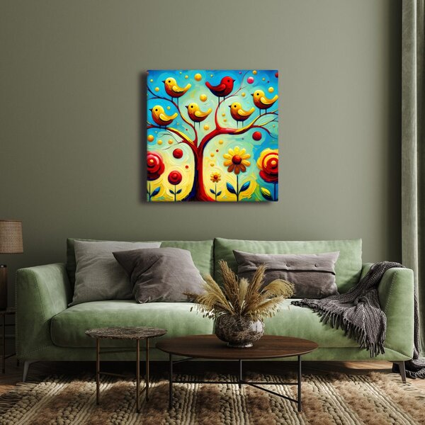 Quadro su tela – Fiori e albero della vita