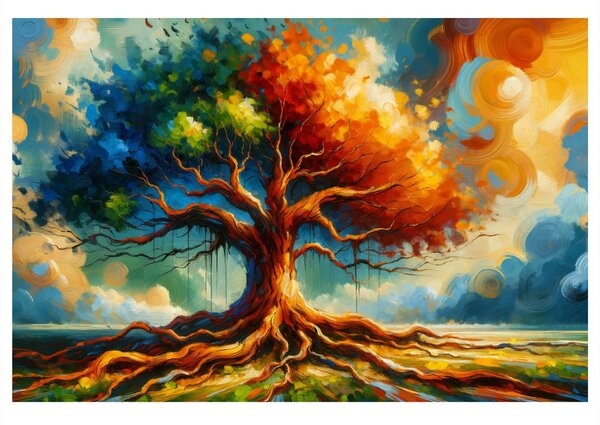 Quadro su tela – Albero della vita nei colori autunnali